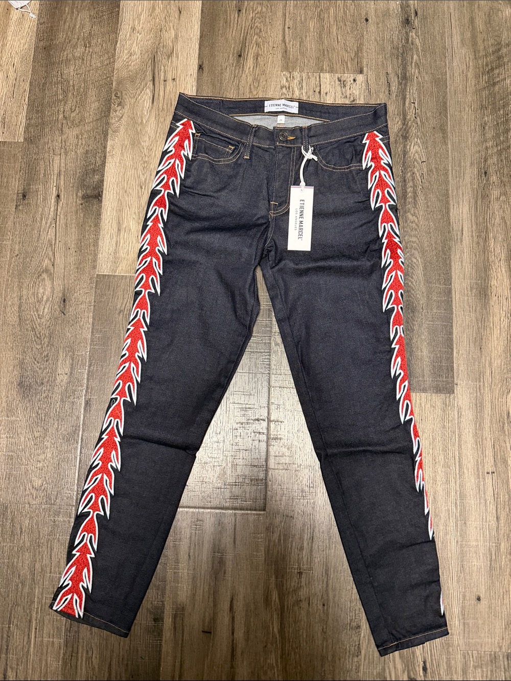 Etienne Marcel NWT Flame Side Stripe Skinny Jeans Indigo Blue 29